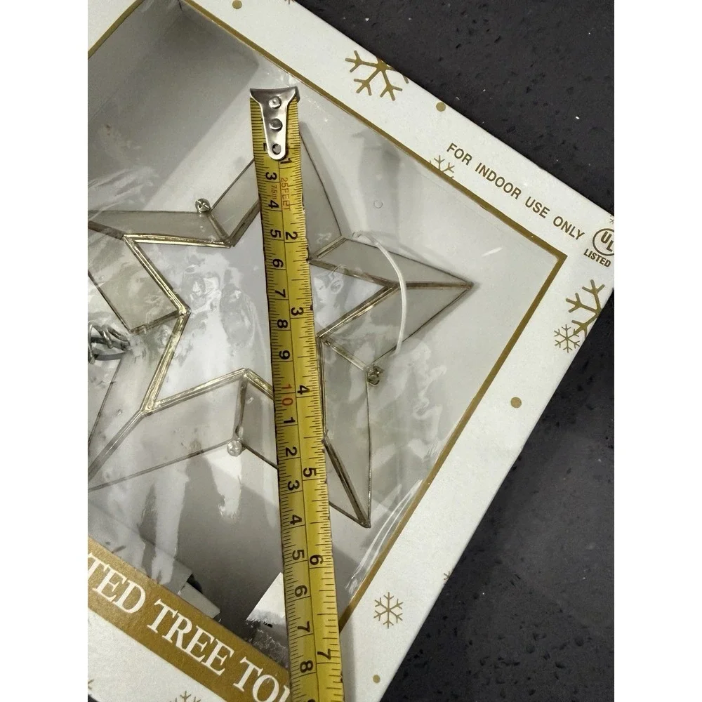 New Kurt Adler 10-Light White Capiz Bethlehem Star Tree Topper